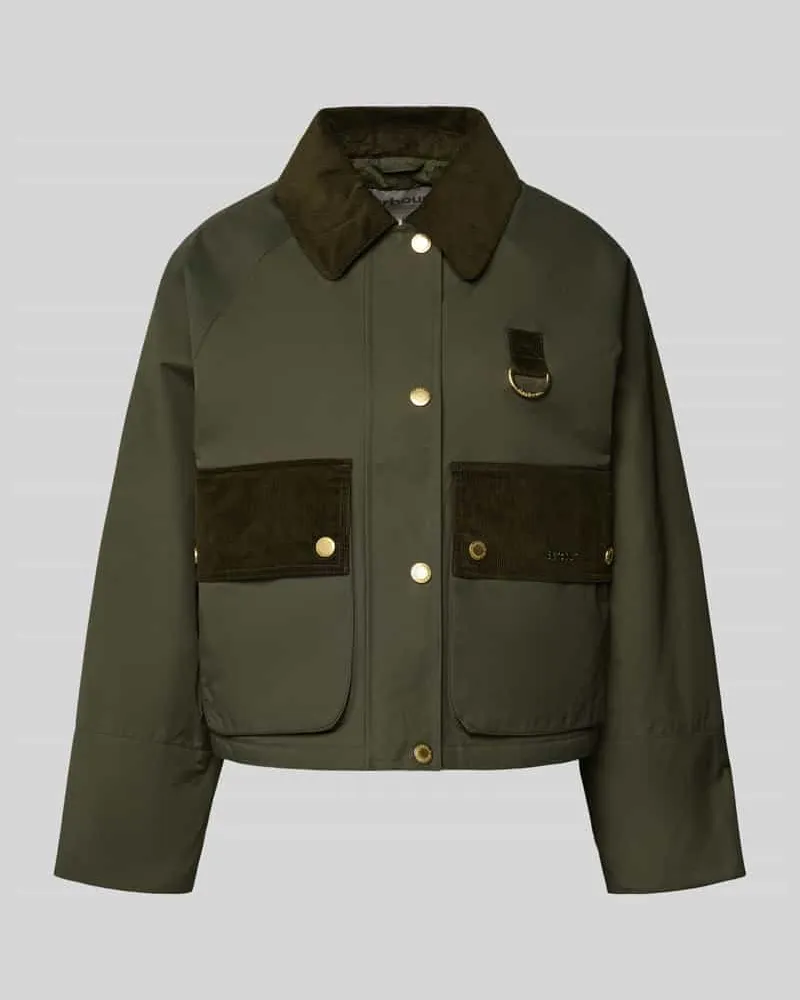 Barbour Relaxed Fit Jacke aus Baumwoll-Mix mit Cordkragen Modell 'PHOEBE Oliv