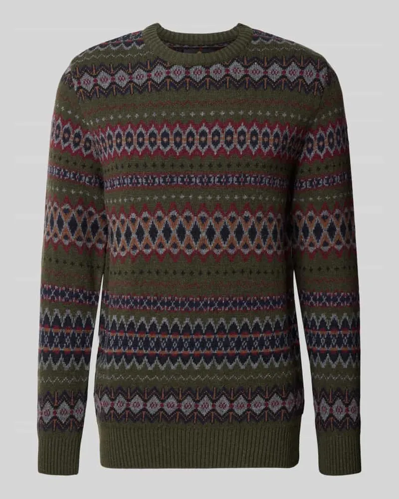 Barbour Pullover mit Jacquardstruktur Oliv