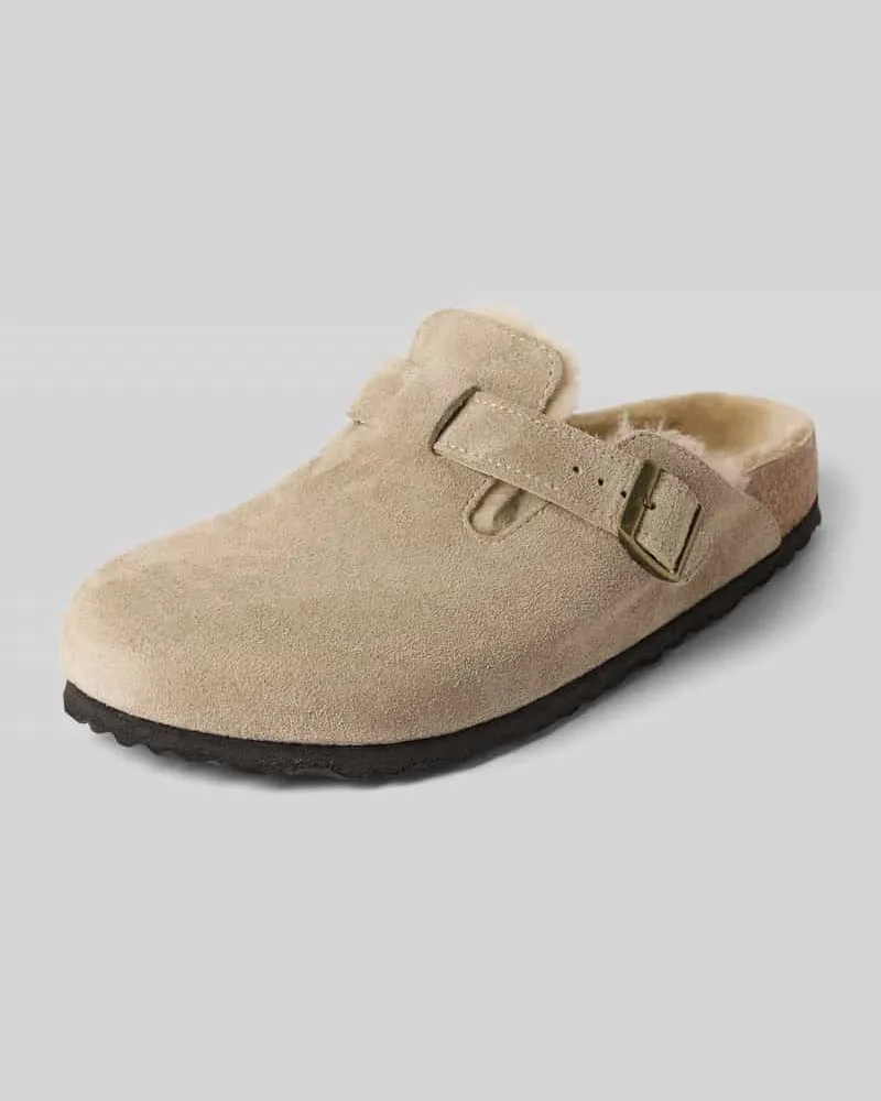 Birkenstock Hausschuhe aus echtem Leder Modell 'Boston Taupe