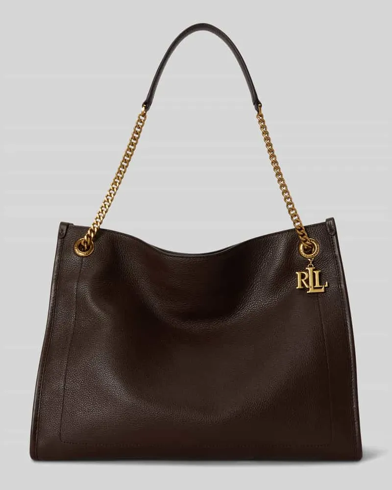 Ralph Lauren Henkeltasche aus Kalbsleder mit Kettenhenkel Dunkelbraun