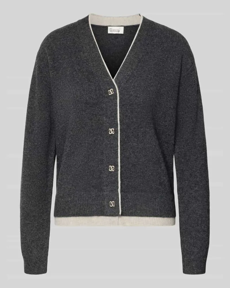 My Essential Wardrobe Cardigan aus Wolle mit V-Ausschnitt Modell 'Tracy Anthrazit