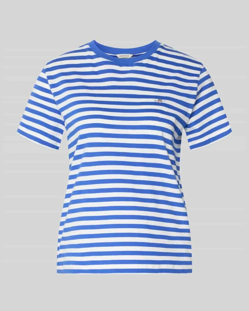 Gant T-Shirt mit Rundhalsausschnitt und Label-Stitching Royal
