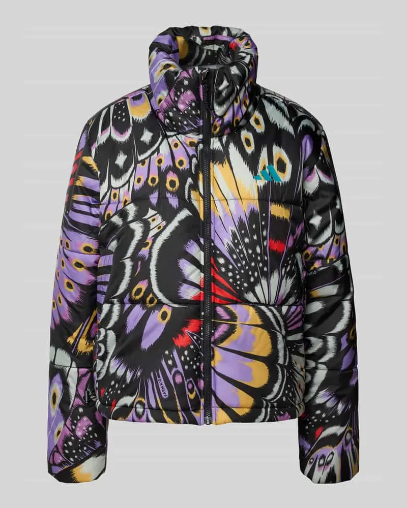 adidas Steppjacke mit Logo-Print und Reißverschluss Lila