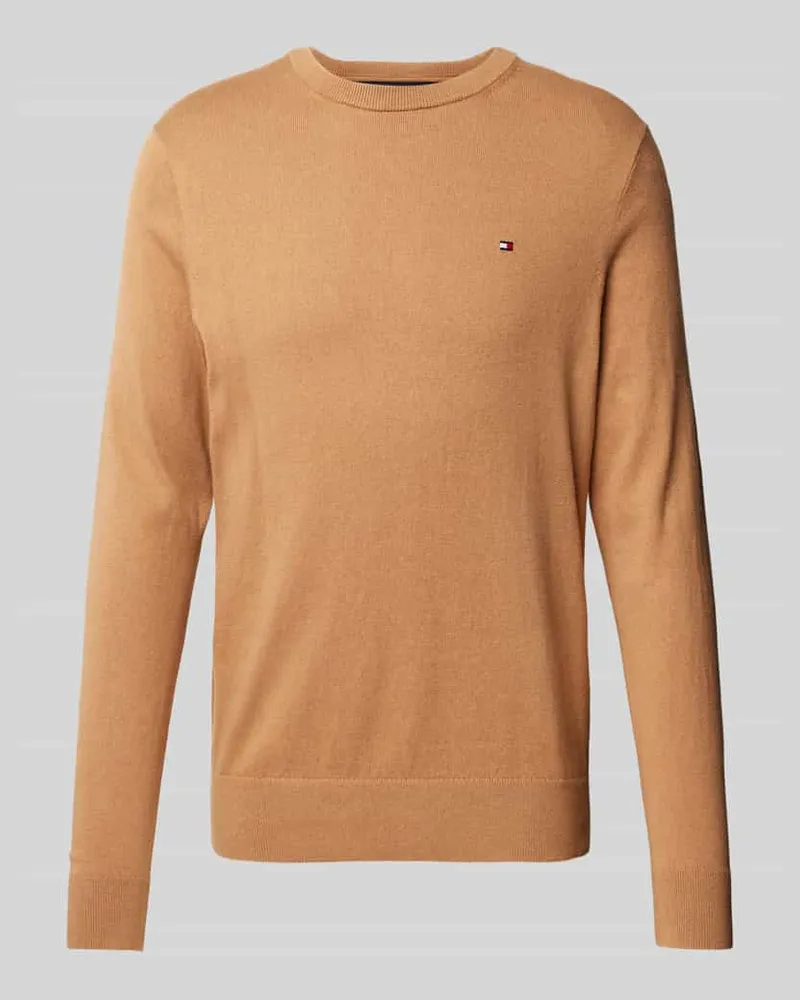 Tommy Hilfiger Regular Fit Strickpullover aus Baumwoll-Kaschmir-Mix Modell 'PIMA Camel