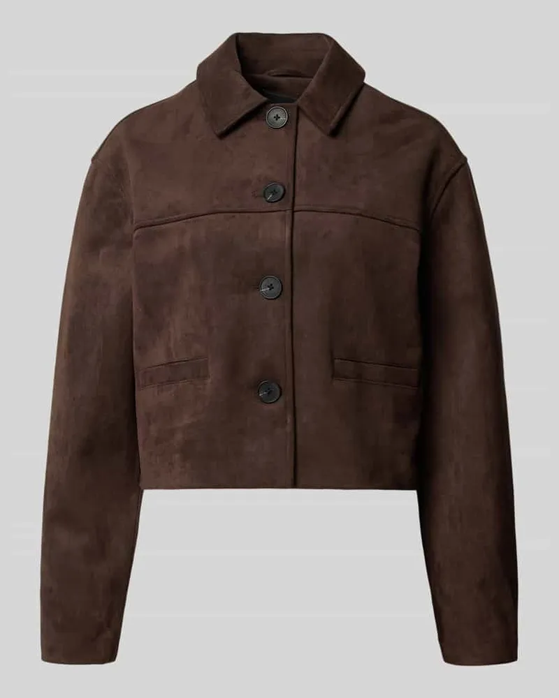 OPUS Boxy Fit Jacke mit Umlegekragen Modell 'Henso Dunkelbraun