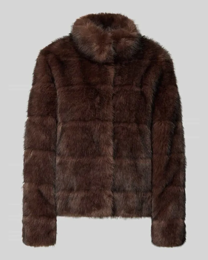 PETITE M. Jacke aus Kunstfell mit Steppnähten Dunkelbraun