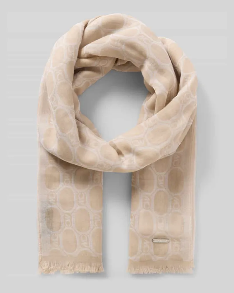 Marc Cain Schal mit Logo-Muster und Fransen Offwhite
