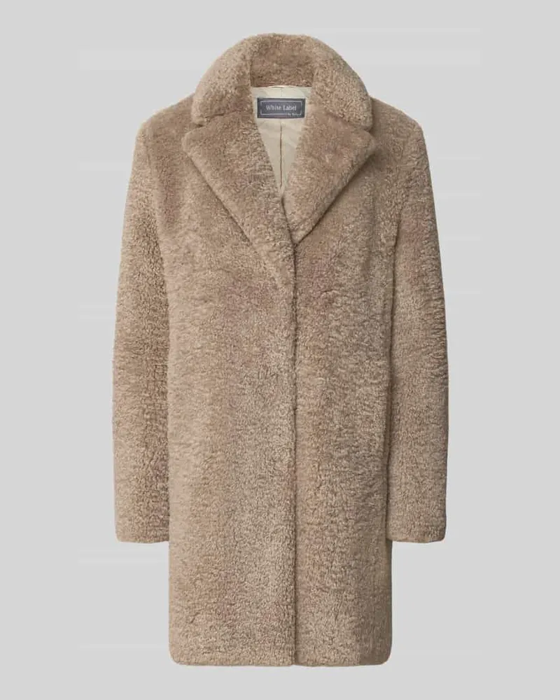 White Label Regular Fit Mantel aus Teddyfell Taupe
