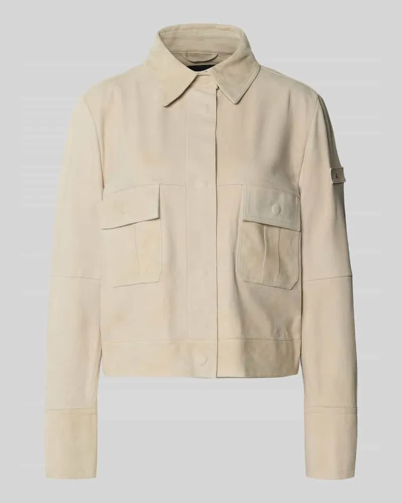 Peuterey Lederjacke mit Pattentaschen Modell 'Era Ecru