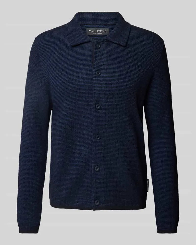 Marc O'Polo Regular Fit Strickjacke aus strukturiertem Baumwoll-Mix Marine