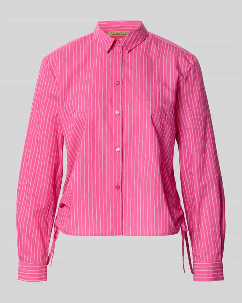 Smith & Soul Hemdbluse mit seitlichen Schnürungen und Hemdblusenkragen Pink