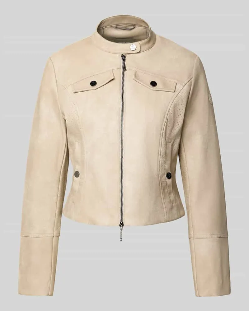 AMBER & JUNE Slim Fit Jacke in Leder-Optik Beige