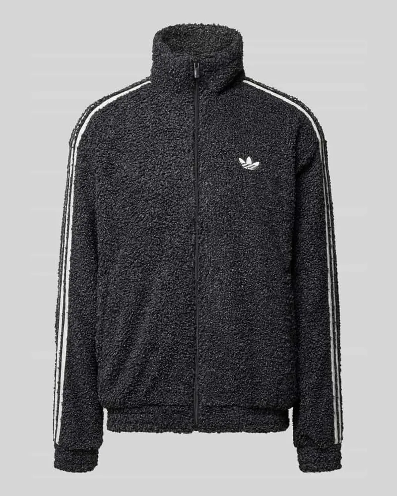 adidas Regular Fit Sweatjacke in Bouclé-Optik Black