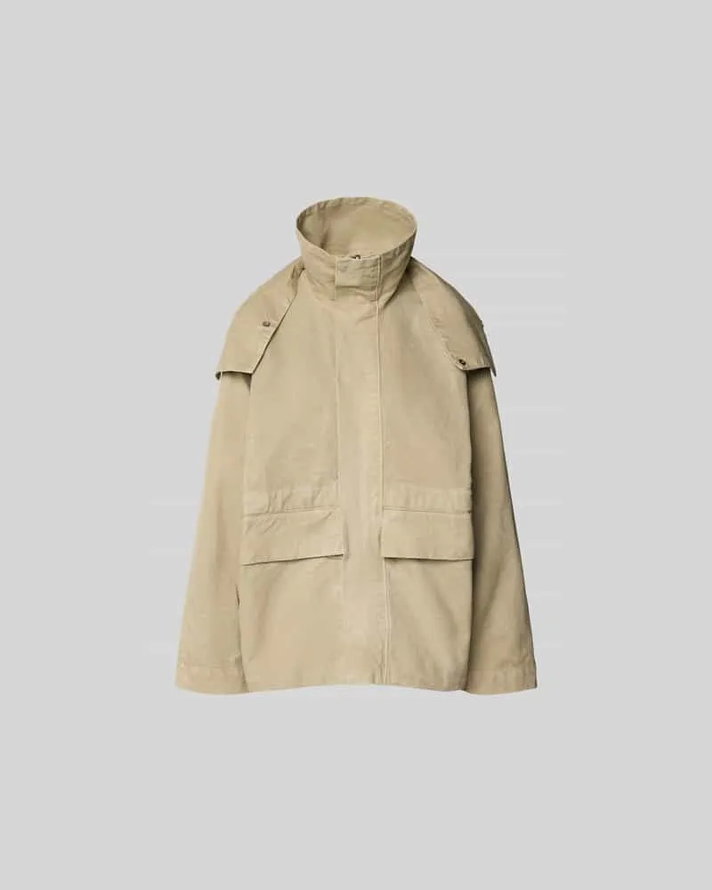Victoria Beckham Jacke aus reiner Baumwolle mit Kapuze Hellgrau