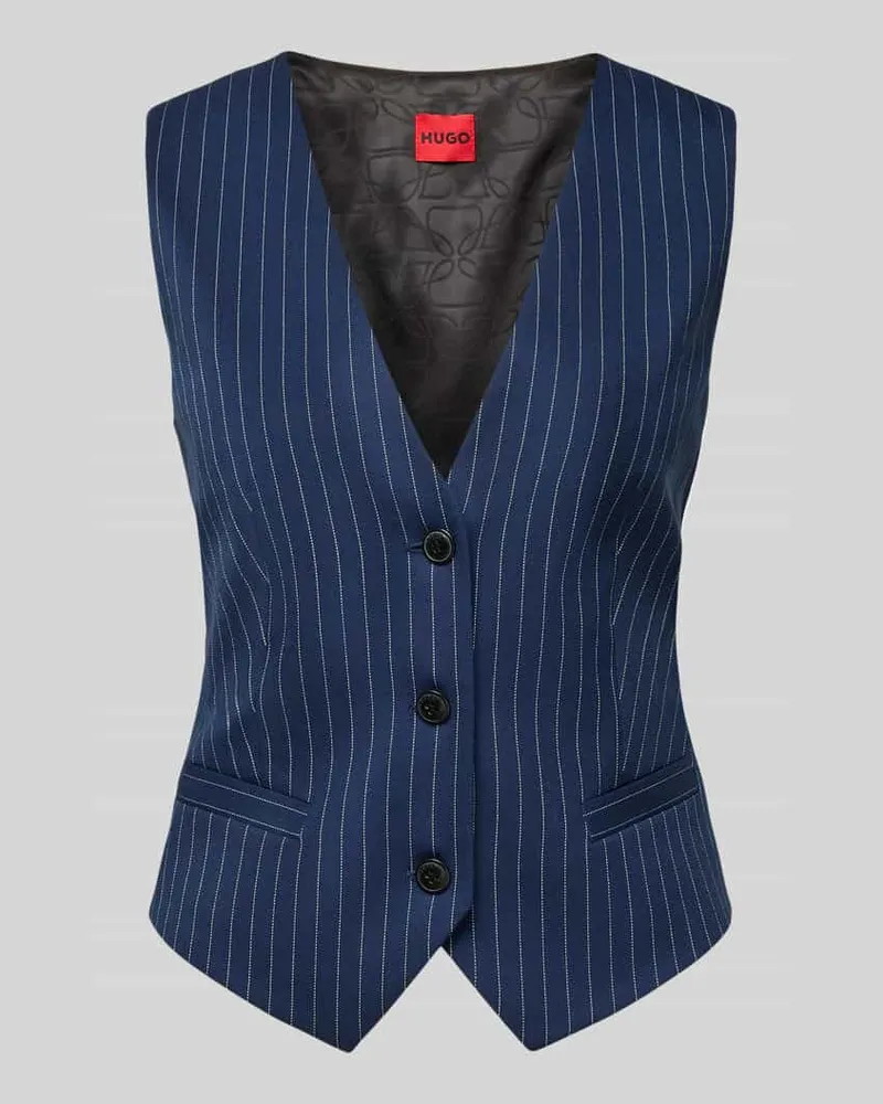 HUGO BOSS Slim Fit Anzugweste mit Viskose-Mix Modell 'AUMARA-2 Marine