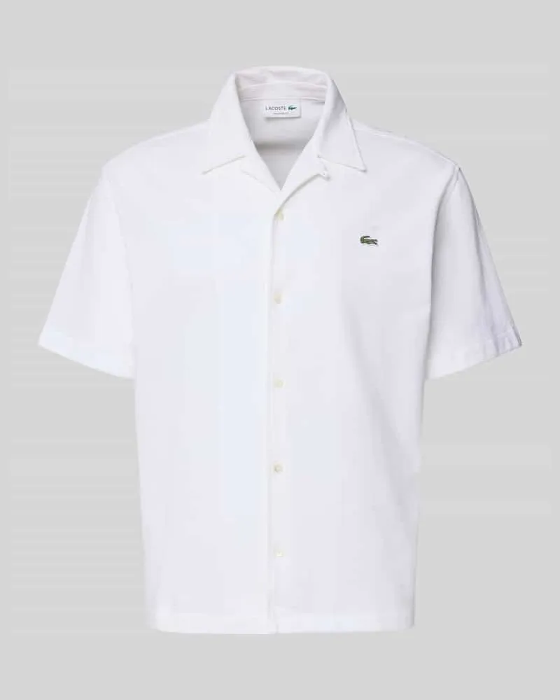 Lacoste Relaxed Fit Freizeithemd aus reiner Baumwolle Weiss