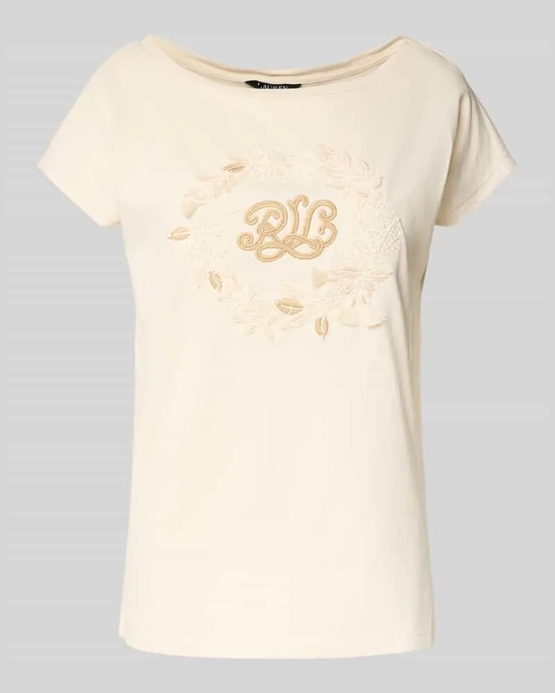 Ralph Lauren T-Shirt mit geripptem U-Boot-Ausschnitt Modell 'GRIETA Offwhite