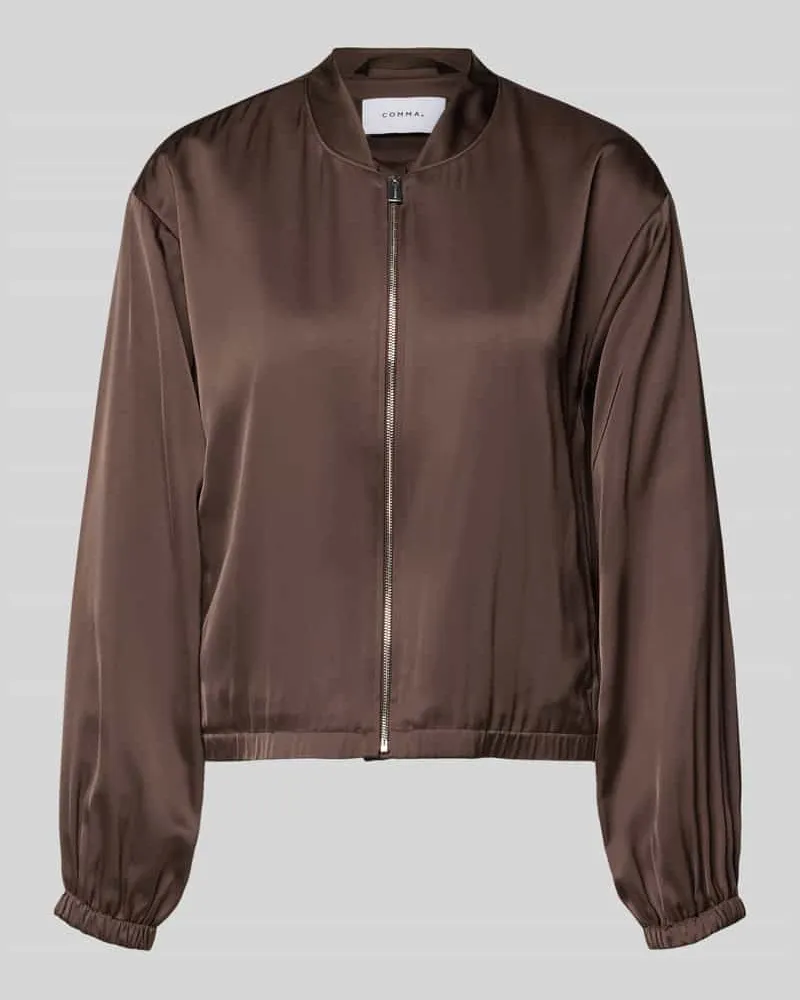 COMMA Blouson mit Viskose-Anteil und Reißverschluss Dunkelbraun