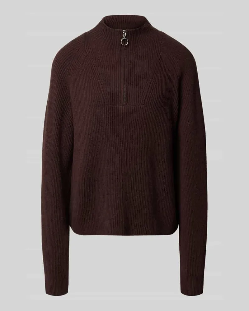 Marc O'Polo Regular Fit Troyer aus reiner Schurwolle Dunkelbraun