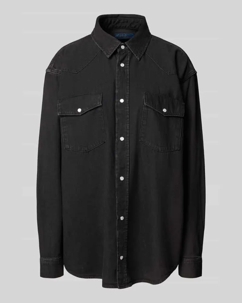 Ralph Lauren Regular Fit Jeanshemd mit Druckknopfverschluss Black