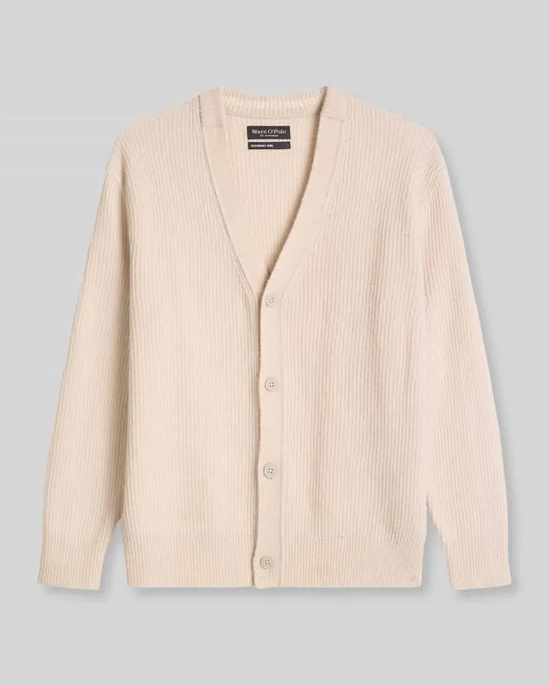Marc O'Polo Cardigan aus Wolle mit Rippstrickstruktur Beige
