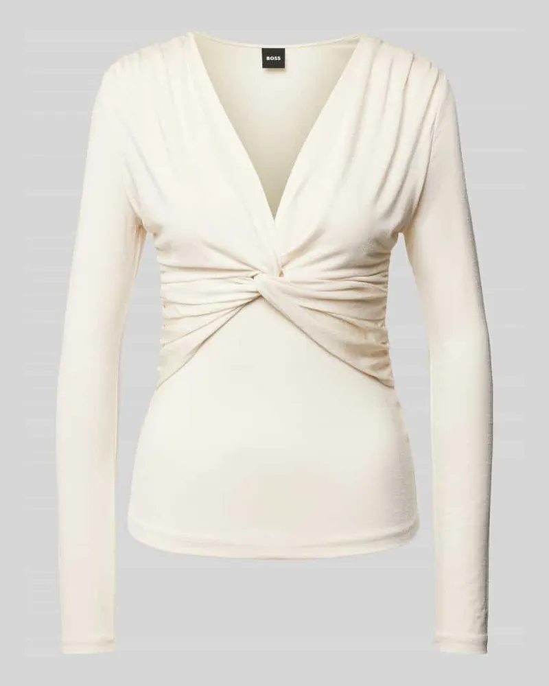 HUGO BOSS Longsleeve aus Viskose-Mix Modell 'Eulori Offwhite