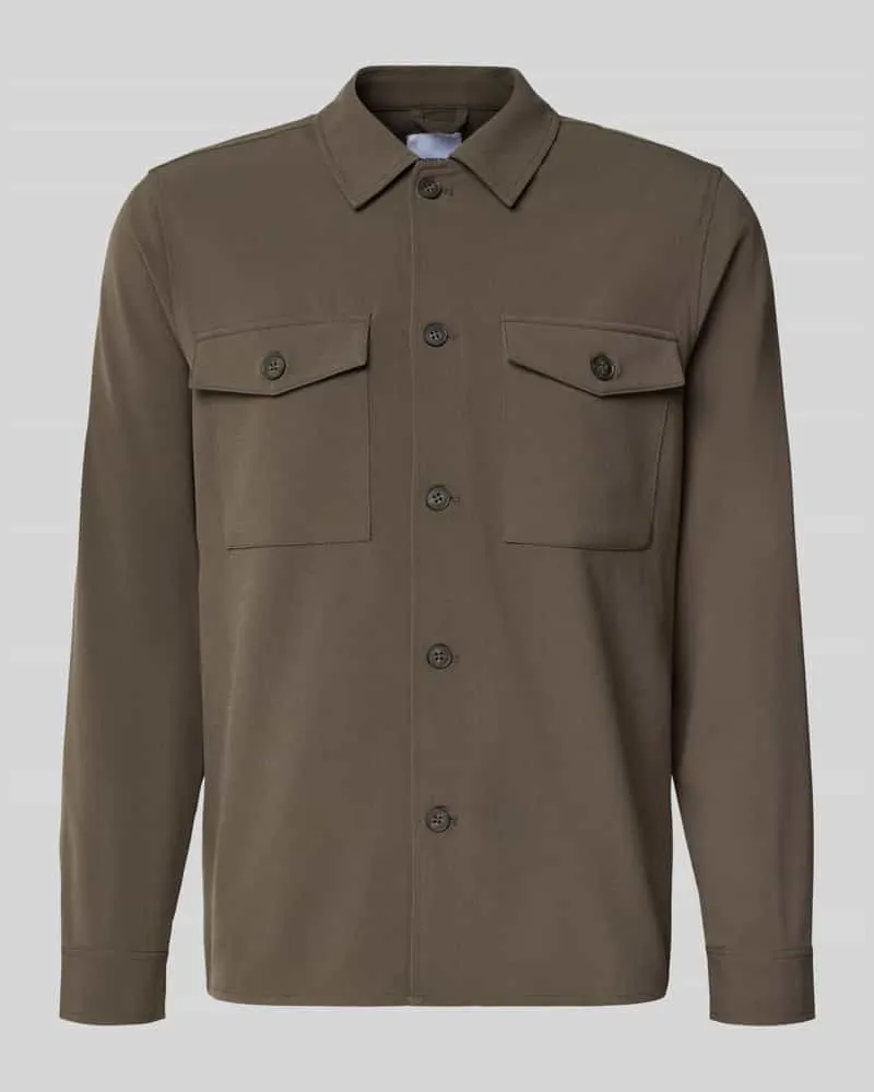 Lindbergh Hemdjacke mit Knopfleiste Schlamm