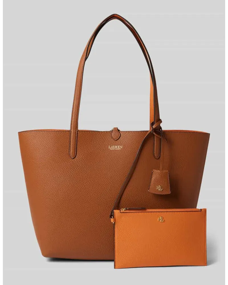 Ralph Lauren Handtasche mit Label-Print Modell 'RVRSBLE Cognac