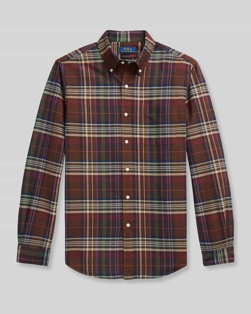 Ralph Lauren Custom Fit Freizeithemd aus reiner Baumwolle Mittelbraun
