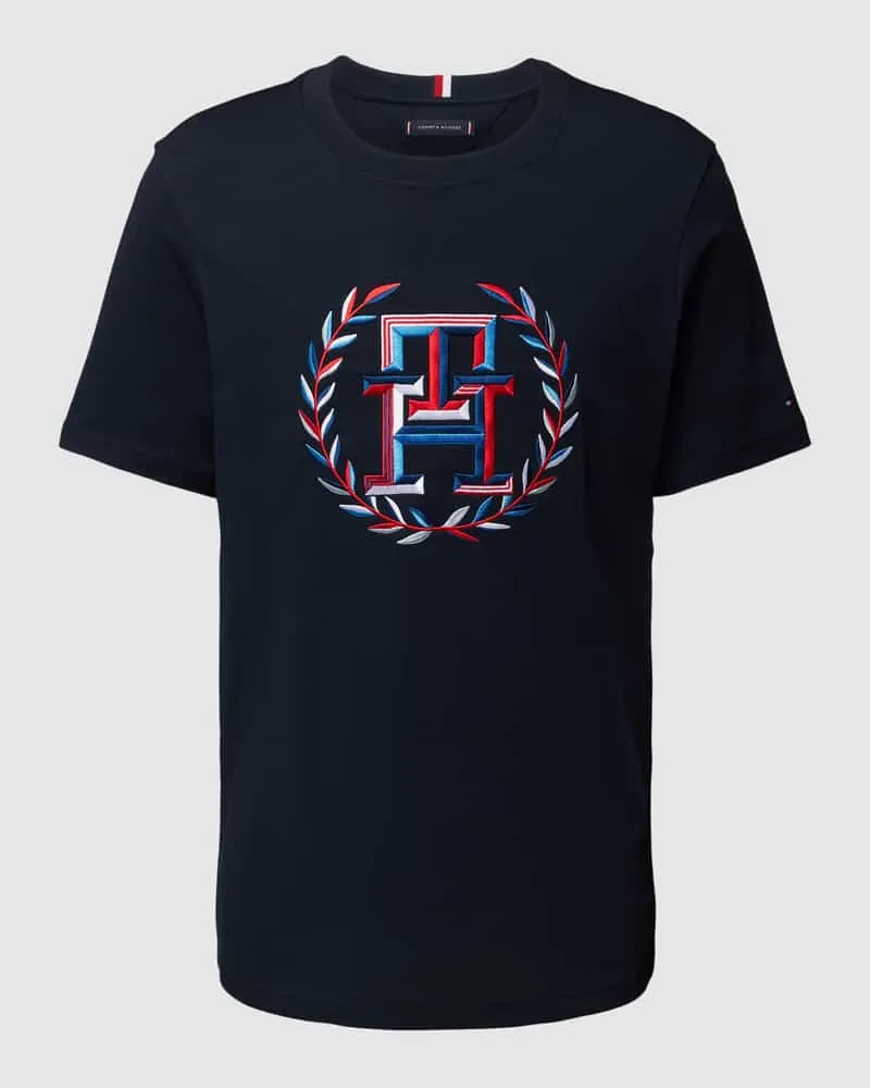 Tommy Hilfiger Regular Fit T-Shirt mit Label-Stitching Marine