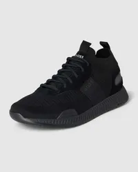 HUGO BOSS Sneaker aus Leder-Mix Modell 'Titanium Black