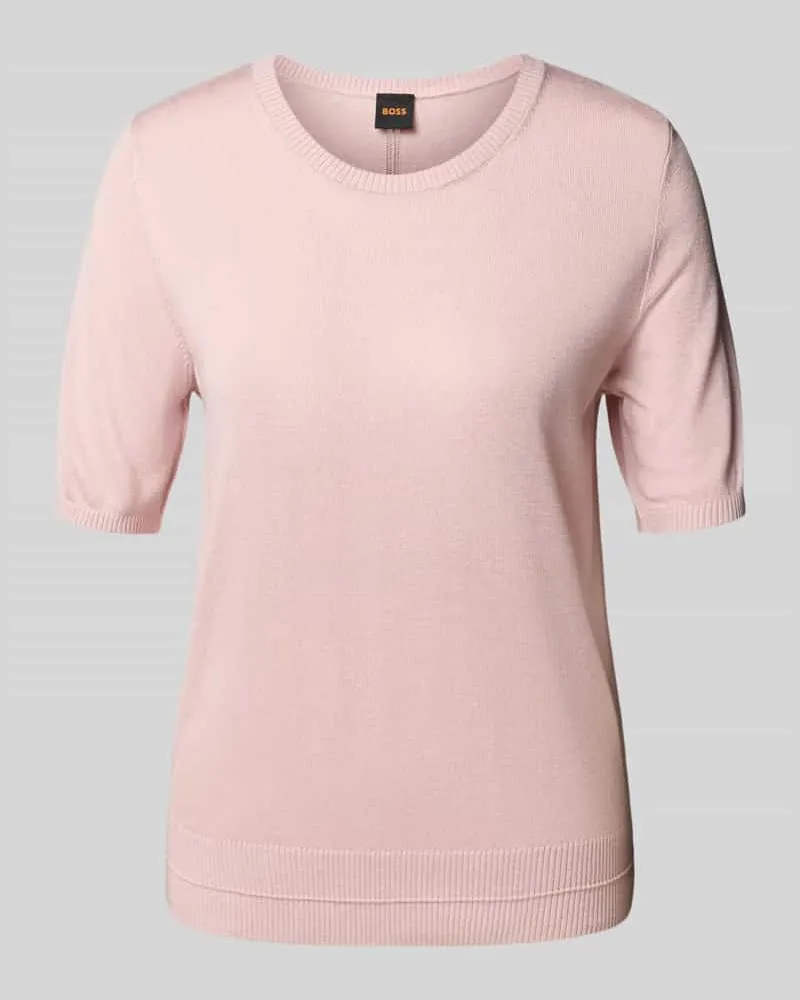 HUGO BOSS Relaxed Fit Strickshirt aus Viskose-Mix mit Kaschmir Rosa