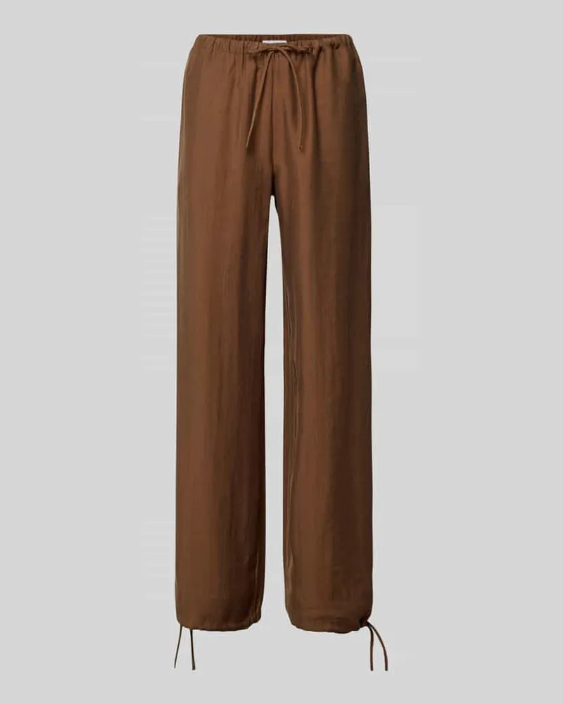 Rich&Royal Wide Leg Pants mit elastischem Bund und Kordelzug Cognac