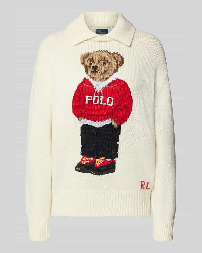 Ralph Lauren Pullover mit Bärenmotiv Offwhite