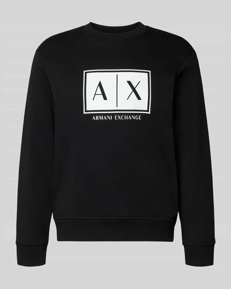 Armani Exchange Sweatshirt mit Logo-Print und Rundhalsausschnitt Black