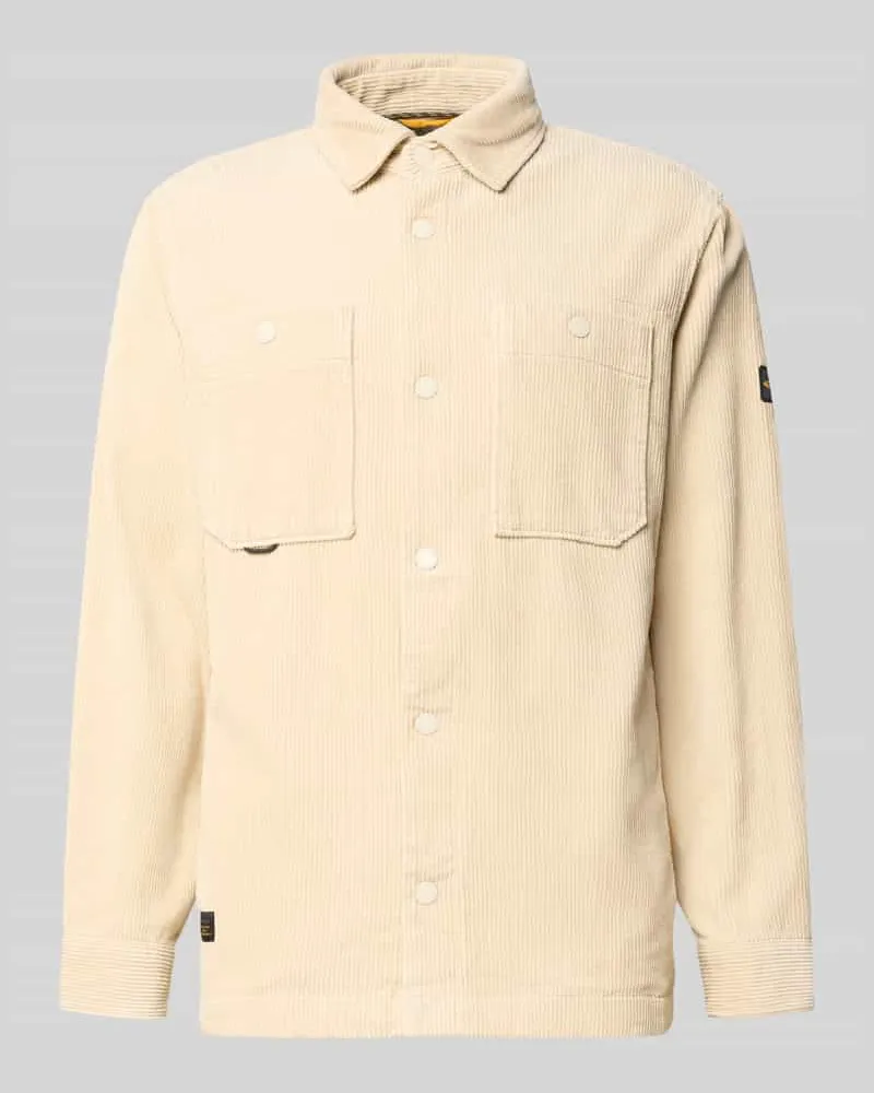 Camel Active Regular Fit Freizeithemd in Cord-Optik Offwhite