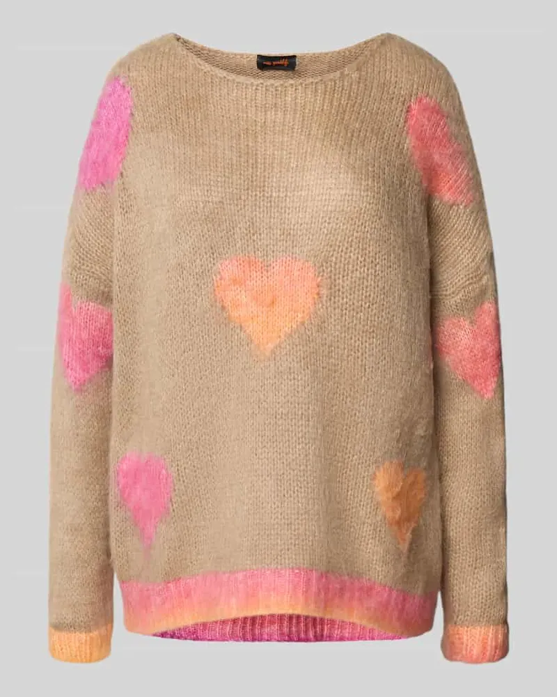 Miss Goodlife Oversized Leinenpullover mit Alpaka-Anteil in Strick-Optik Sand