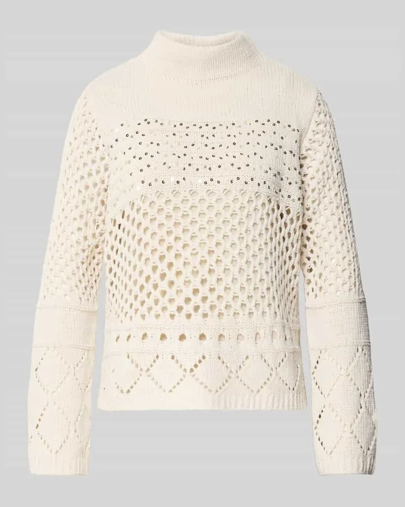 monari Strickpullover aus Viskose-Mix mit Pailletten Sand