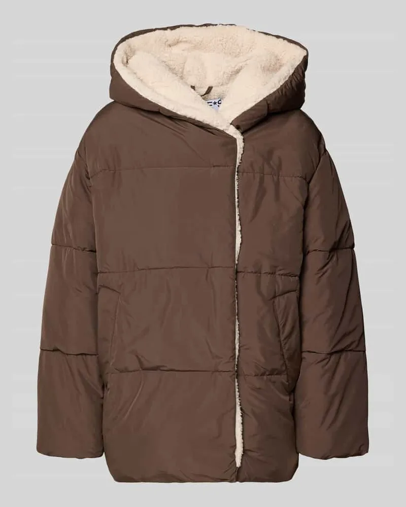 JAKE*S Steppjacke mit Futter aus Teddyfell Dunkelbraun