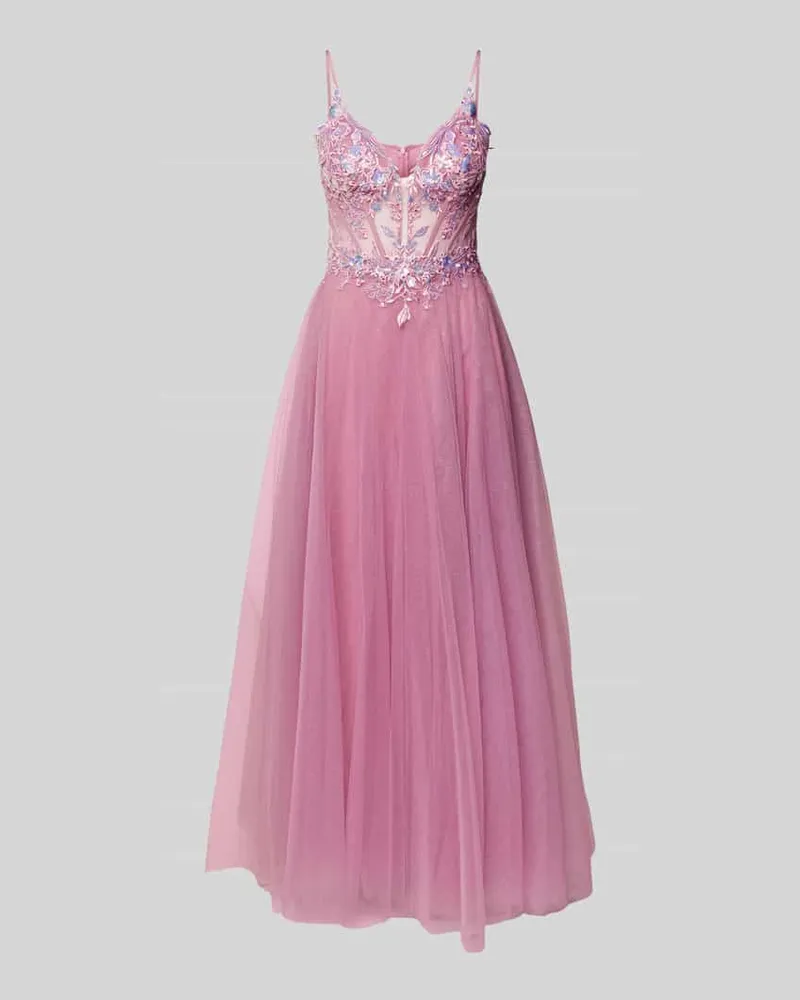 Mascara Abendkleid mit Spitzenbesatz Rosa