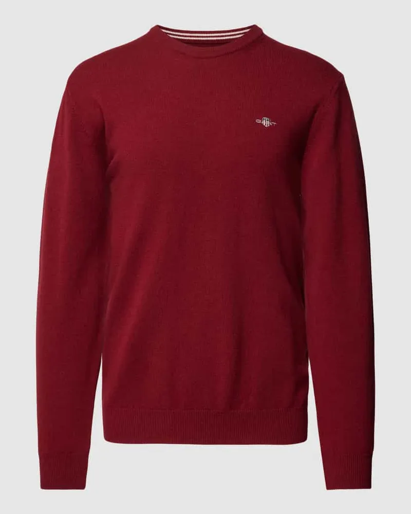 Gant Strickpullover mit Label-Stitching Bordeaux