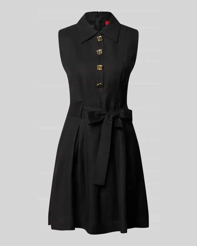 HUGO BOSS Tailliertes Freizeitkleid aus Leinen-Viskose-Mix Modell 'KALEISI Black