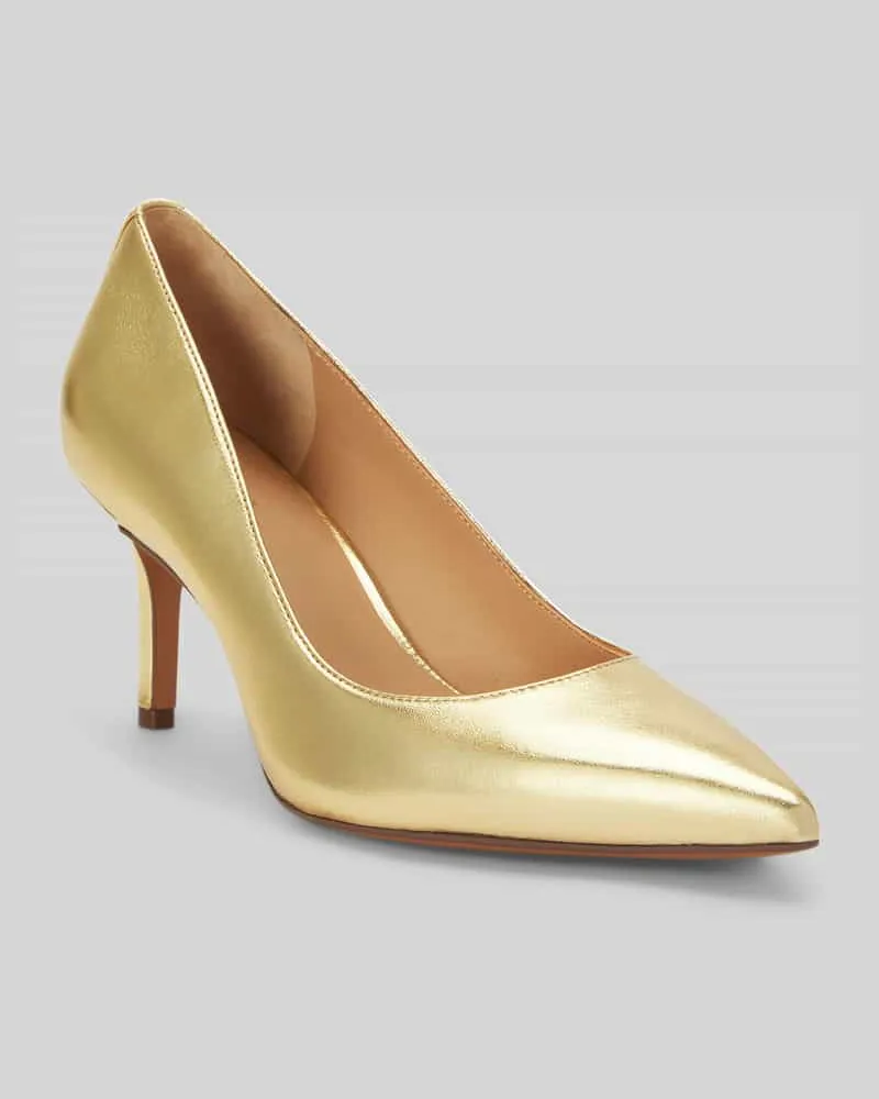 Ralph Lauren Pumps aus echtem Leder mit Logo-Detail Gold