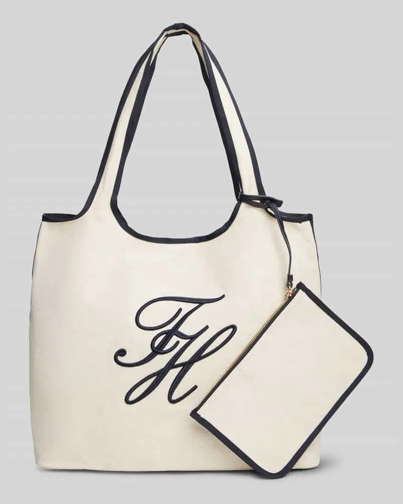 Tommy Hilfiger Strandtasche aus Baumwoll-Leinen-Mix Offwhite