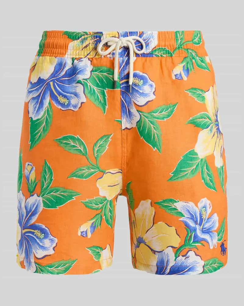 Ralph Lauren Regular Fit Shorts aus reinem Leinen Orange