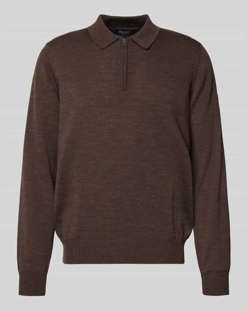 Maerz Strickpullover mit Polokragen Mittelbraun