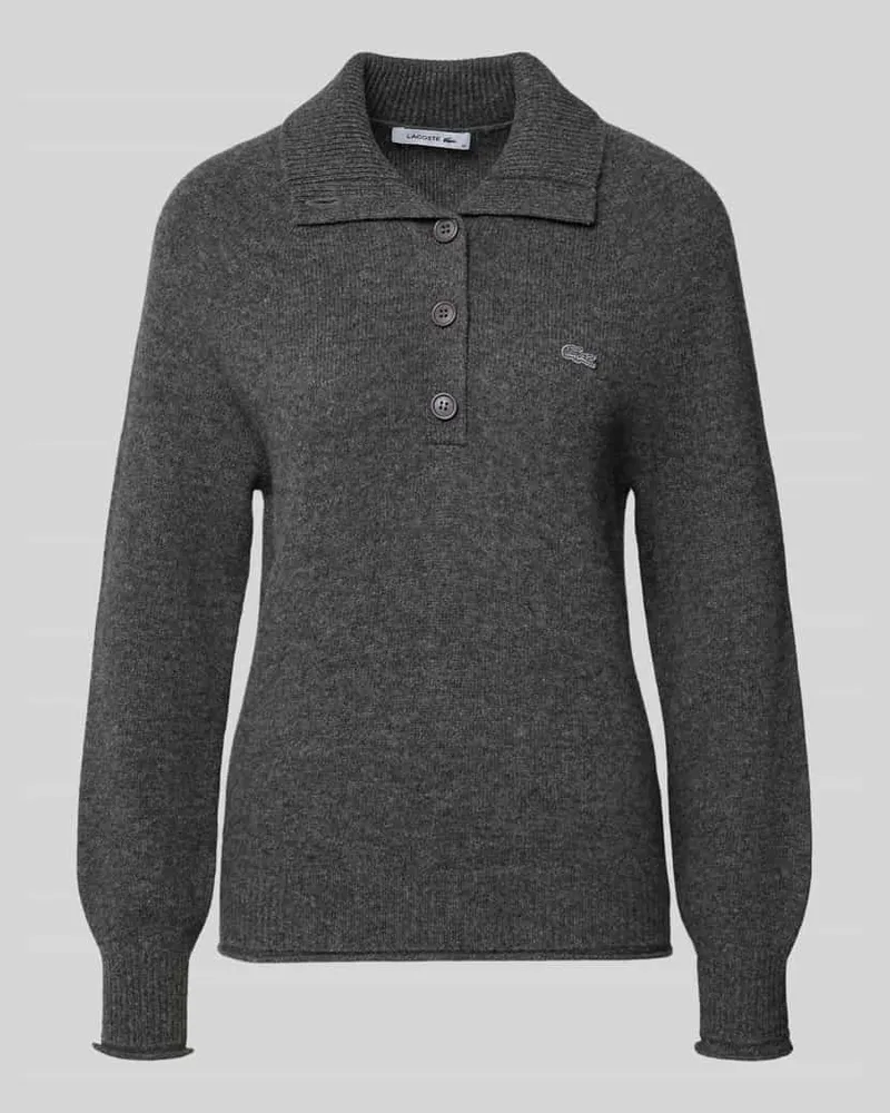 Lacoste Regular Fit Pullover aus reiner Wolle Anthrazit