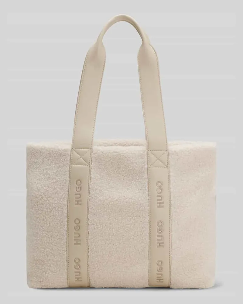 HUGO BOSS Shopper mit Label-Riemen Ecru