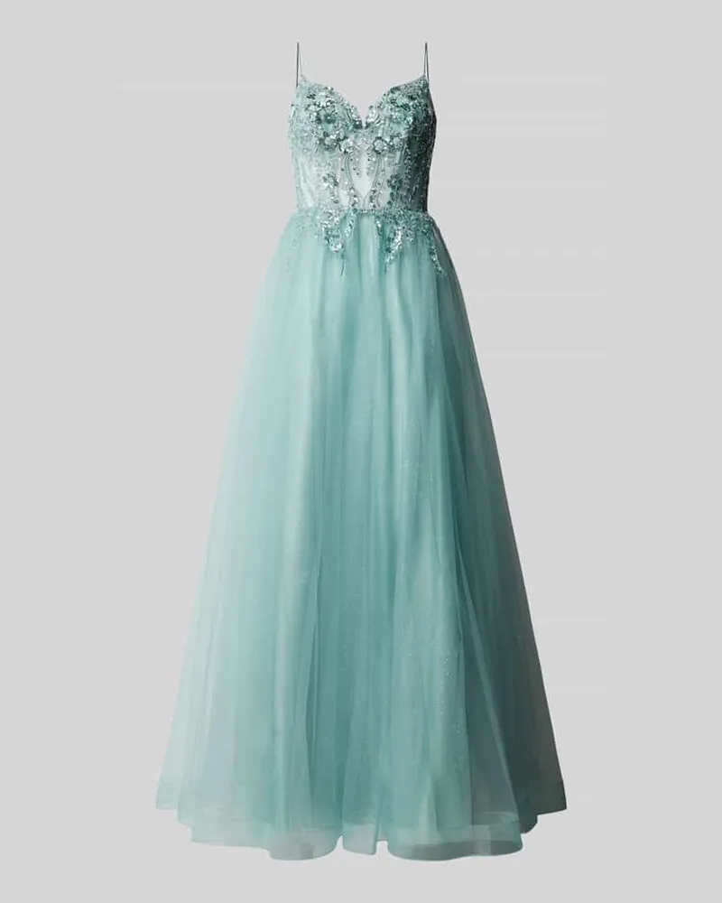 Unique Abendkleid mit Paillettenbesatz Hellblau