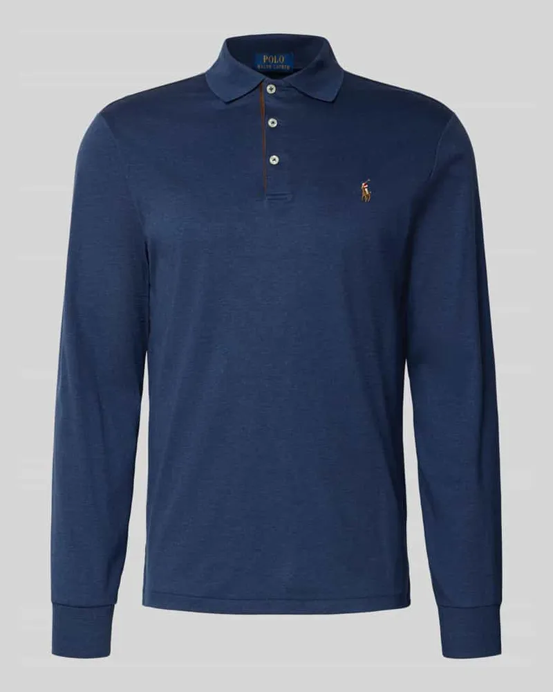 Ralph Lauren Slim Fit Poloshirt in Logo-Stitching Dunkelblau